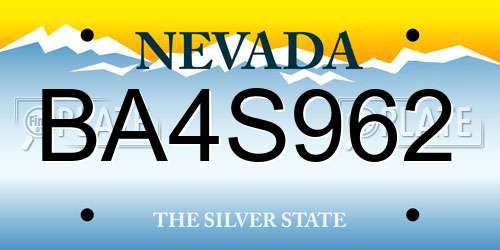 BA4S962 Nevada License Plate