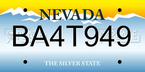 BA4T949 Nevada License Plate