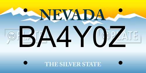 BA4Y0Z Nevada License Plate