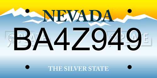 BA4Z949 Nevada License Plate