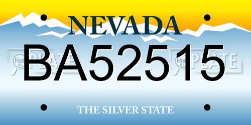BA52515 Nevada License Plate