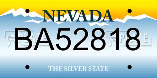 BA52818 Nevada License Plate