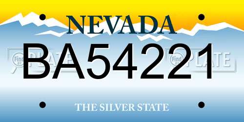 BA54221 Nevada License Plate