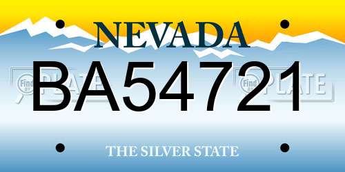 BA54721 Nevada License Plate