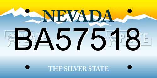 BA57518 Nevada License Plate