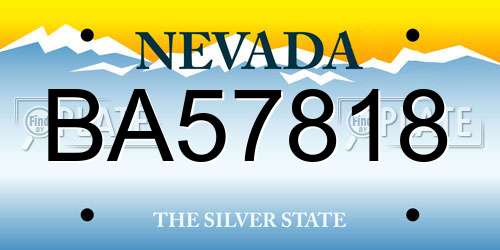 BA57818 Nevada License Plate