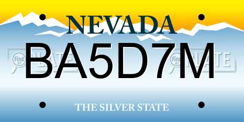 BA5D7M Nevada License Plate
