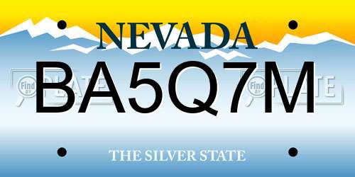 BA5Q7M Nevada License Plate