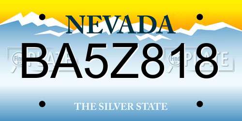 BA5Z818 Nevada License Plate