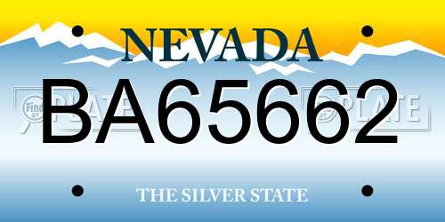 BA65662 Nevada License Plate