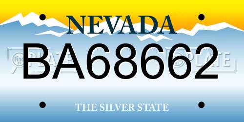 BA68662 Nevada License Plate