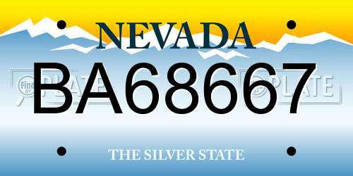 BA68667 Nevada License Plate