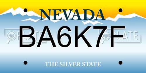 BA6K7F Nevada License Plate