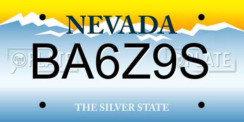 BA6Z9S Nevada License Plate