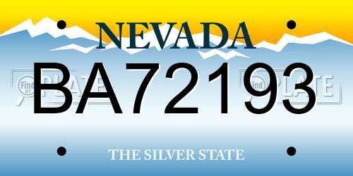 BA72193 Nevada License Plate