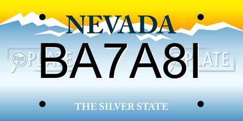BA7A8I Nevada License Plate
