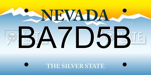 BA7D5B Nevada License Plate
