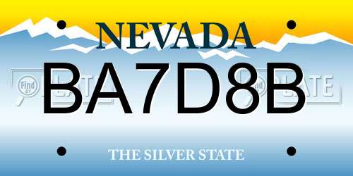 BA7D8B Nevada License Plate