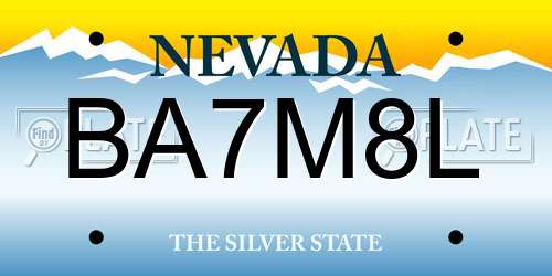 BA7M8L Nevada License Plate