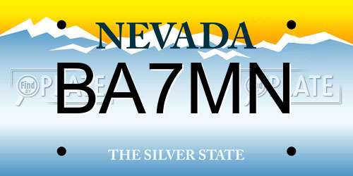 BA7MN Nevada License Plate