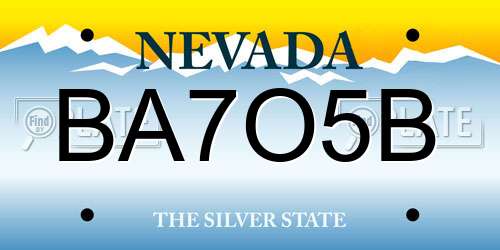 BA7O5B Nevada License Plate