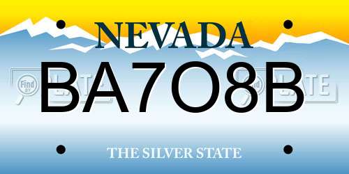 BA7O8B Nevada License Plate