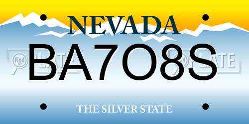 BA7O8S Nevada License Plate
