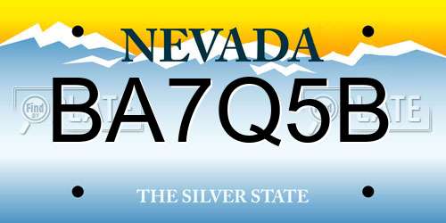 BA7Q5B Nevada License Plate