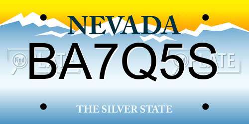 BA7Q5S Nevada License Plate