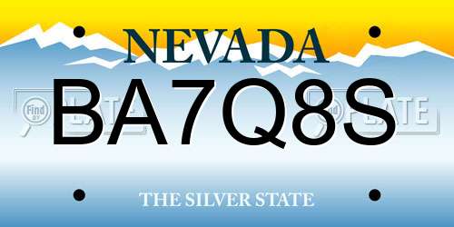 BA7Q8S Nevada License Plate