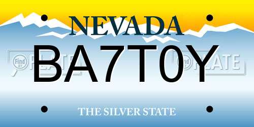 BA7T0Y Nevada License Plate