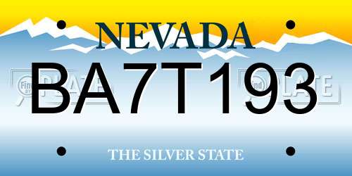 BA7T193 Nevada License Plate