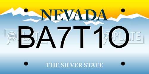 BA7T1O Nevada License Plate