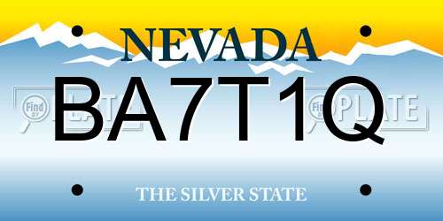 BA7T1Q Nevada License Plate