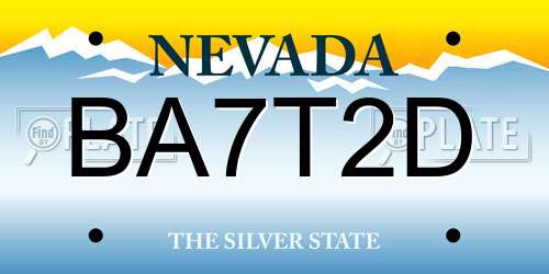 BA7T2D Nevada License Plate
