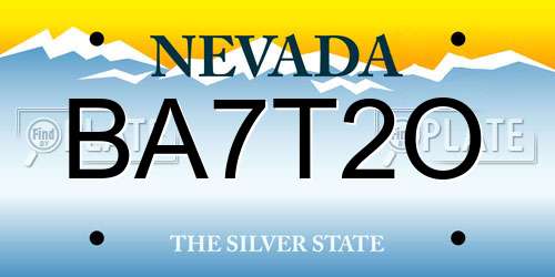 BA7T2O Nevada License Plate