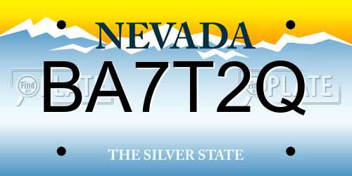 BA7T2Q Nevada License Plate
