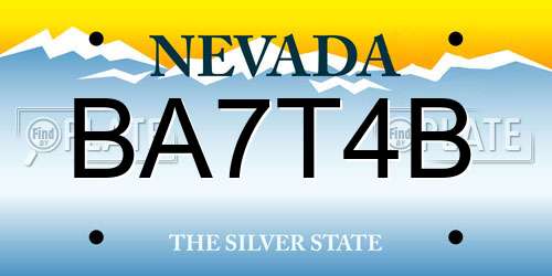 BA7T4B Nevada License Plate