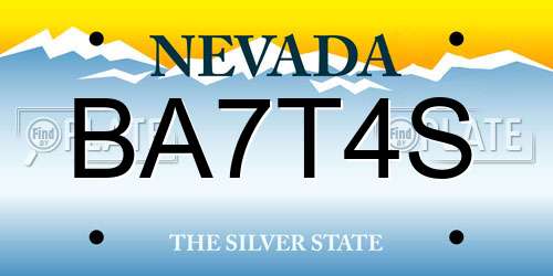BA7T4S Nevada License Plate