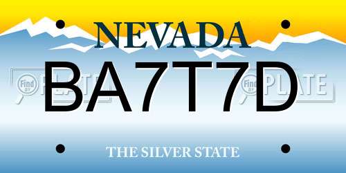 BA7T7D Nevada License Plate