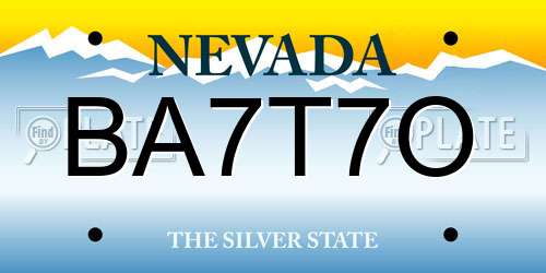 BA7T7O Nevada License Plate