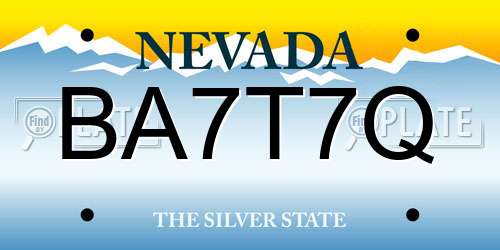 BA7T7Q Nevada License Plate