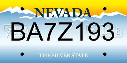 BA7Z193 Nevada License Plate