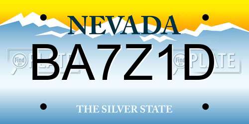 BA7Z1D Nevada License Plate