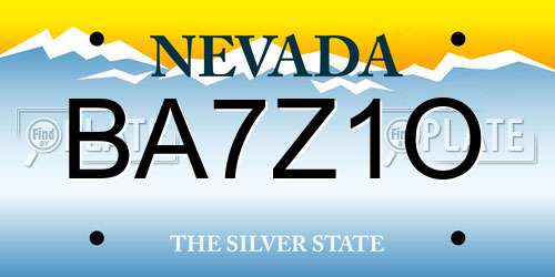 BA7Z1O Nevada License Plate