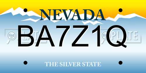 BA7Z1Q Nevada License Plate