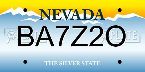 BA7Z2O Nevada License Plate