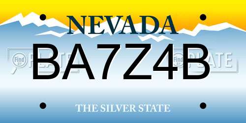 BA7Z4B Nevada License Plate