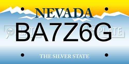BA7Z6G Nevada License Plate