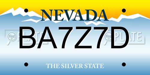 BA7Z7D Nevada License Plate